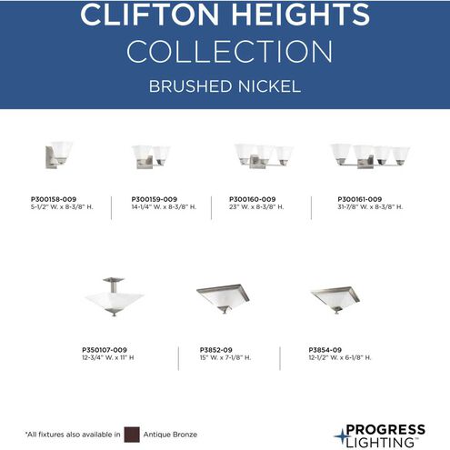 Clifton Heights 2 Light 14 inch Brushed Nickel Bath Vanity Wall Light